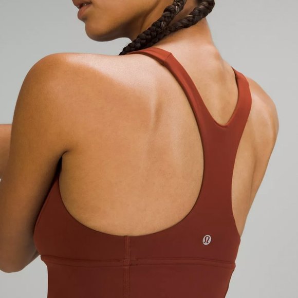 LULULEMON RACERBACK BURNT ORANGE CROPPED SHELF BRA ALIGN - 6 / M - Picture 5 of 6